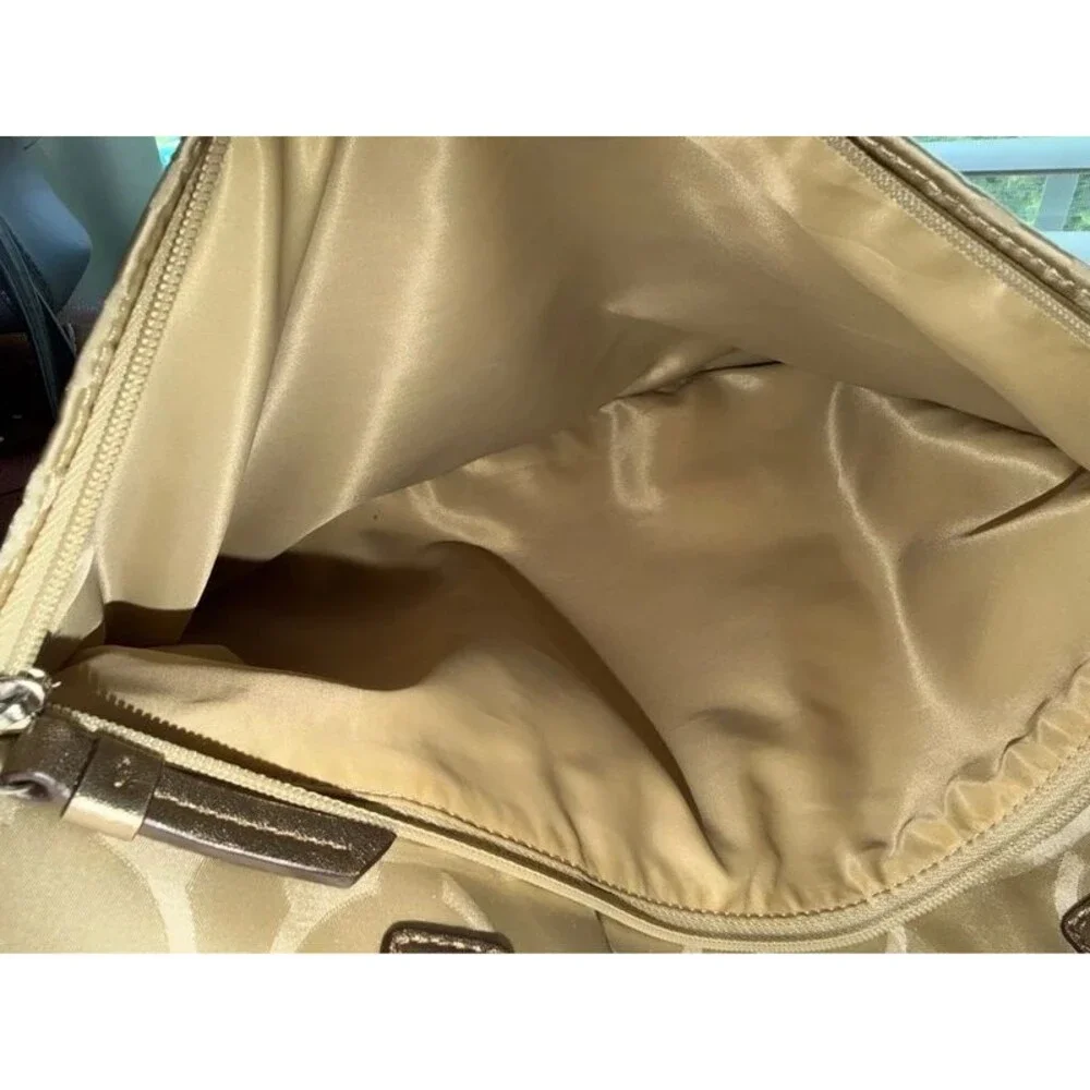 Coach Signature Nylon Baby Bag Tote / Diaper Bag Gold Champagne F77577